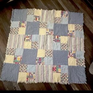 Handmade patchwork Rag quilt blanket Baby toddler crib 36" x 36" 2001